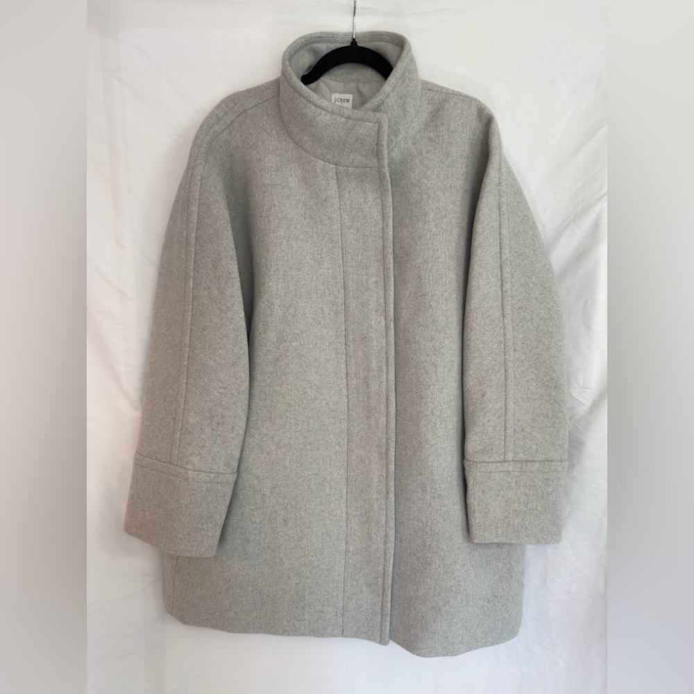 NWOT J.Crew Wool City Coat Gray Plus Size 22 Long Zip Up Neutral Winter Chic New